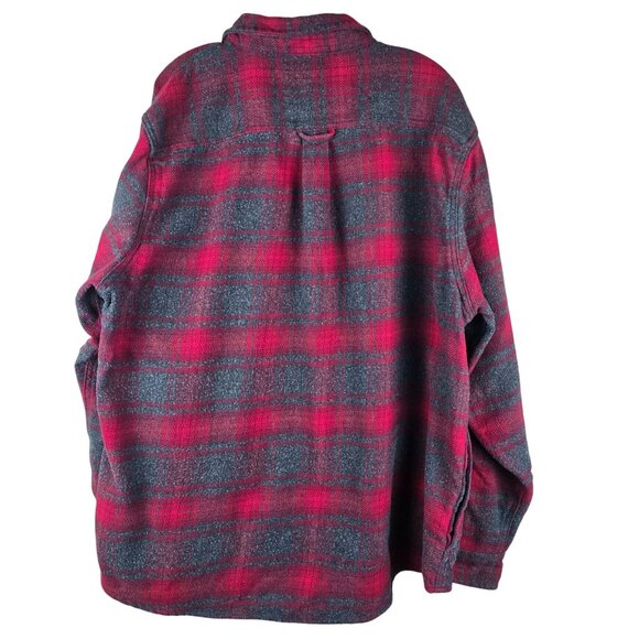Orvis Red & Gray Plaid Flannel Button-Up Heavyweight Shacket XXL Gorpcore - Picture 2 of 6